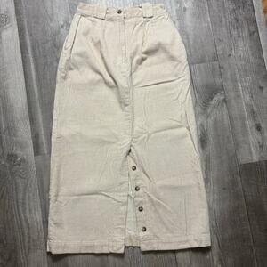 Vintage 90s Sportables Corduroy Button Front Slit Maxi Skirt Size 8